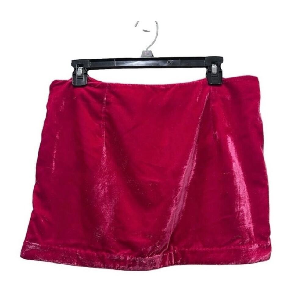 Free People NWT Hot Pink Fuchsia Velvet Mini Skirt Birthday Girl Y2K Barbiecore - Picture 7 of 12